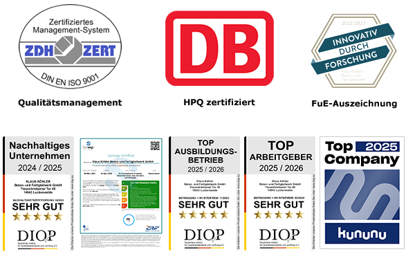 Köhler Beton ist mehrfach zertifiziert.