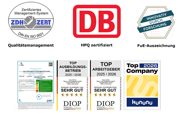 Köhler Beton ist mehrfach zertifiziert.